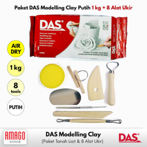 Paket Murah - Tanah Liat DAS Modelling Clay 1 kg + 8 buah Alat POTTERY Clay Tool Set