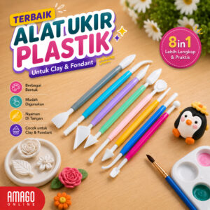 ALAT ukir Tanah Liat 8 buah PLASTIK Clay Modelling Tools set Fondant Tools 8 pcs