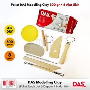 PAKET MURAH - 1 DAS Modelling Clay 500 gram Putih + 8 buah POTTERY Clay Tool Set