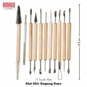 Clay Pottery Tools - 11 Alat Ukir Clay Tanah Liat Tembikar - Pegangan Kayu dan Besi - untuk DAS Clay