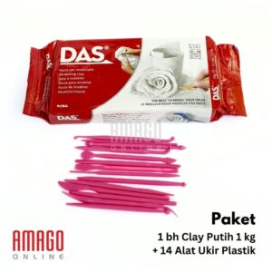 Paket Murah - 1 DAS Modelling Clay 1 kg + 1 set Alat Ukir Plastik isi 14 - Pilih Warna