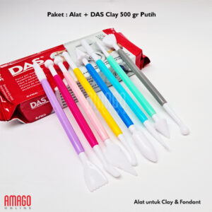 PAKET CLAY Tanah Liat  Air Dry + Alat ukir Clay isi 8 PLASTIK - pilih warna & ukuran clay