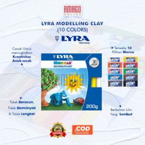 LYRA Modelling Clay Modello School Plast Lilin Mainan Edukasi Anak 10 Colors @ 20 Gram - 8061100