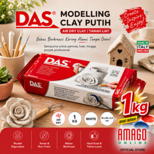 DAS Modelling Clay WHITE PUTIH Tanah Liat Kerajinan Tangan untuk Prakarya tanpa Oven 1 Kg - 387500