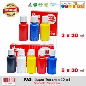 Cat Poster Lukis FAS Super Tempera Primary Colour Set - Pilihan 3x30ml atau 5x30 ml