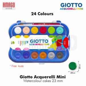 GIOTTO Acquerelli Mini - Watercolour Cakes Blok Cat Air Poster - 24 warna - diameter 23 mm - 352600