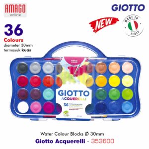 Cat Air Lukis GIOTTO Acquerelli - Watercolour Cakes - Paket 36 warna - diameter 30 mm - 353600