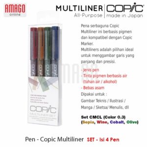 COPIC Multiliner - Sepia/Wine/Cobalt/Olive - (4 Colors/Set) - CMCL/SET