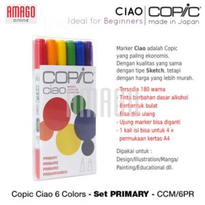 COPIC Ciao - Spidol  Marker Lukis warna  6 Color Set Primary - CCM/6PR