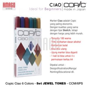 COPIC Ciao - Spidol  Marker Lukis warna 6 Color Set Jewel Tones - CCM/6JT