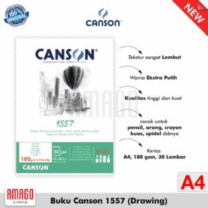 Buku CANSON 1557- Extra White Drawing Paper - 30 Sheets - A4 (21 X 29,7 Cm) - 180G (Pad) - 204127414