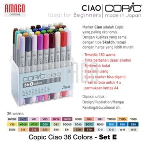 COPIC Ciao - Spidol  Marker Lukis warna  36 Color Set E - CCM/36E