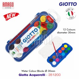 GIOTTO Acquerelli Watercolour Cakes Blocks Blok Cat Air - 12 warna - Ø 30 mm - 351200