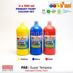 Paket 3 Warna FAS Super Tempera - Yellow - Blue - Red Set - 3 x 500 ml
