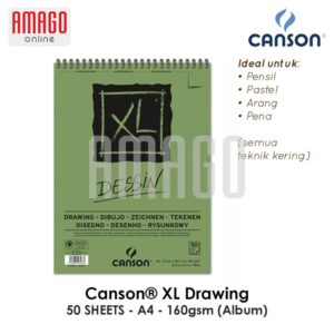 CANSON XL Drawing - Dessin - 50 sheets - A4 (21 X 29,7 Cm) - 160G (Album) - 400039088