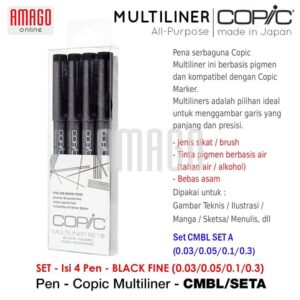 COPIC Multiliner Black Fine (4 pcs/set) - CMBL/SETA