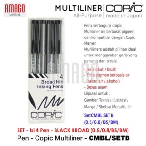 COPIC Multiliner Black Broad (4 Pcs/Set) - CMBL/SETB
